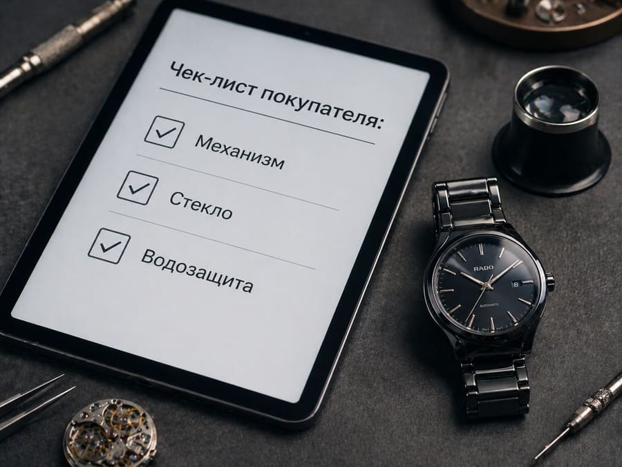 Керамические часы на запястье с иконками легкости, гипоаллергенности и прочности.