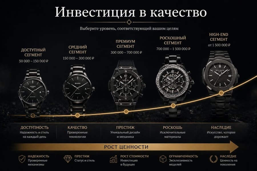 Планшет с чек-листом покупателя часов: механизм, стекло и водозащита.
