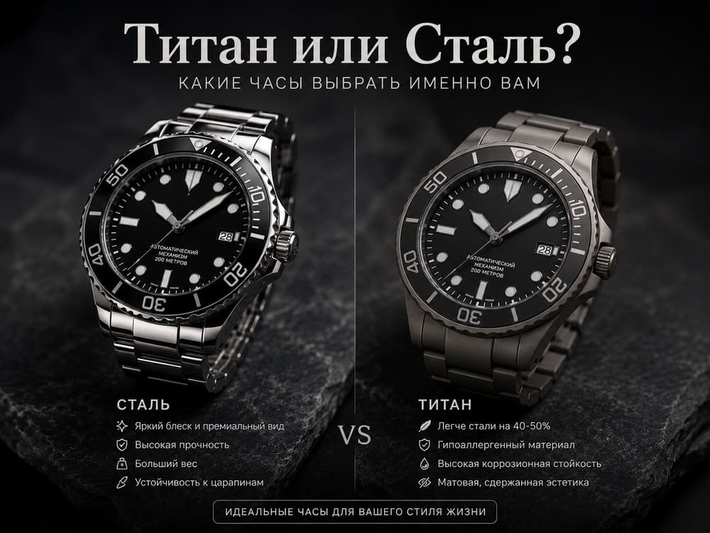 Титановые часы vs стальные часы