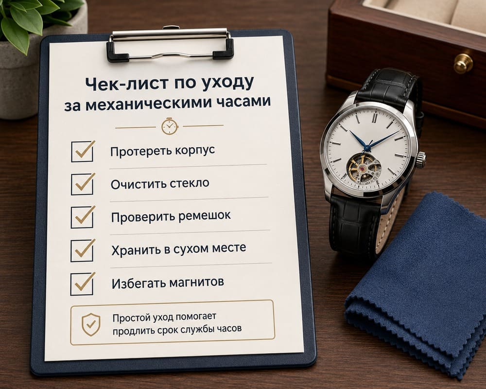 Домашний чек-лист ухода за механическими часами