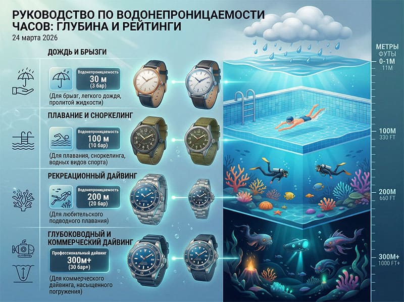 Классы водозащиты: какие часы подходят для плавания и дайвинга